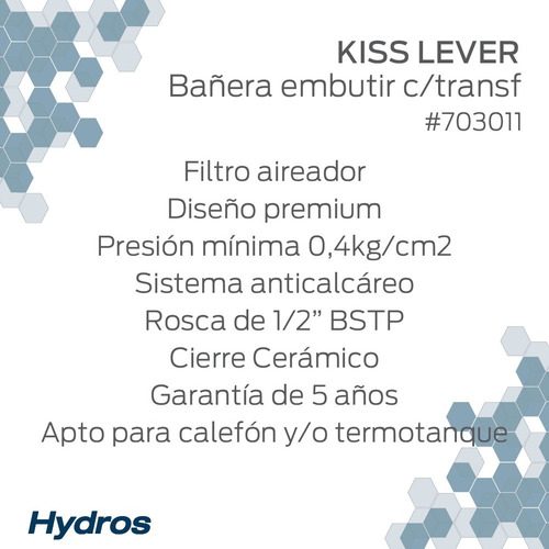 Ducha Kiss Lever - Griferia Hydros