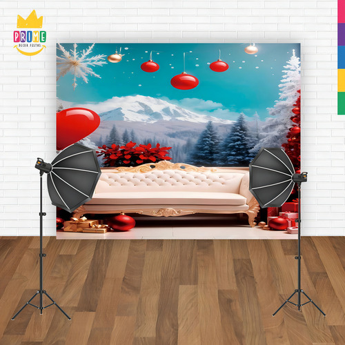 Sofá de tela con fondo fotográfico navideño de 2,20 m x 1,50 m F268