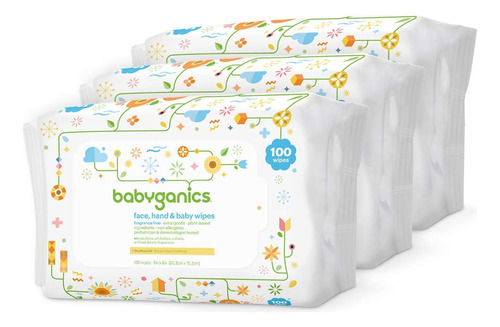 Babyganics Toallitas Para Bebe, Sin Perfume, 100 Unidades, P