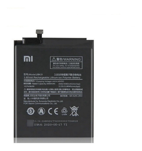 Imagen 1 de 1 de Batería Xiaomi Redmi S2 / Mi A1 / Bn31 En $15 Tienda Física 