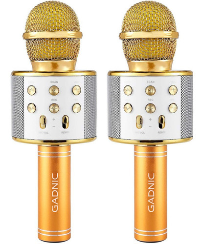 Micrófono Gadnic Km-01 Karaoke Inalámbrico Bluetooth C/ Efectos De Voz  Dorado Larga Autonomia