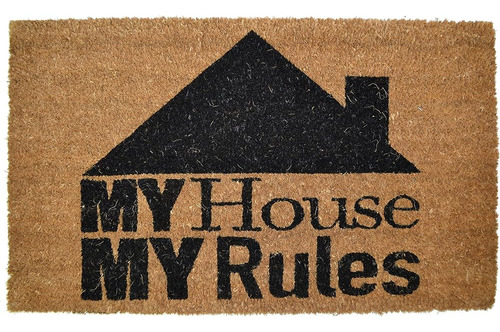 Importa Decoración Pvc Backed Coir Doormat, My House My Rule
