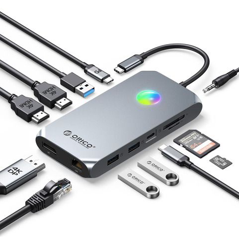 Adaptador Usb C A Hdmi Dual, Orico 12 En 1 Rgb Usb C Hub Con