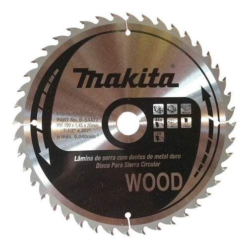 Disco Sierra Makita Para Madera 190 Mm 44 Dientes B-54477 