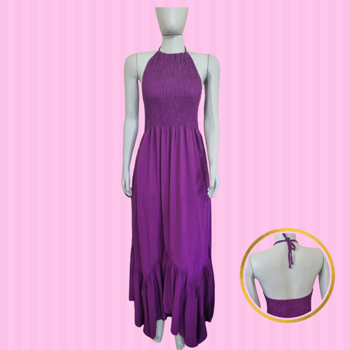 Imagem 2 de 4 de Vestido Longo Feminina Frente Única Lástex Moda Feminina