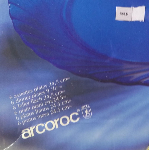 Antigo Cj De 6 Pratos Azuis Arcoroc France 8416 Rrdeco (Usado)