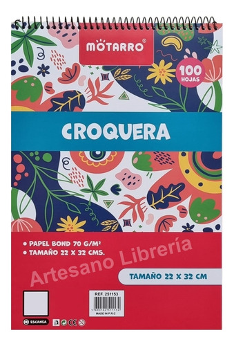 Croquera Oficio 100 Hojas Motarro / Artesano Librería