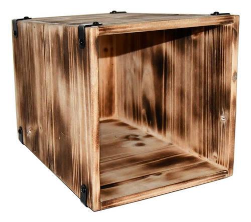 Bote De Basura Decorativo Rústico De Madera Quemada, Elegant