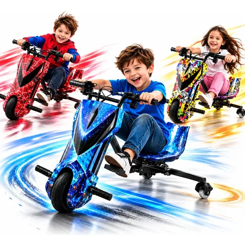 Triciclo Elétrico Infantil Drift 350w 36v Led Rgb + Brinde Cores Aleatórias Meninos