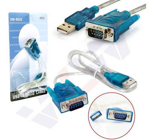 Cabo Conversor Porta Serial Rs232 Usb Azul Vga Machoxusb