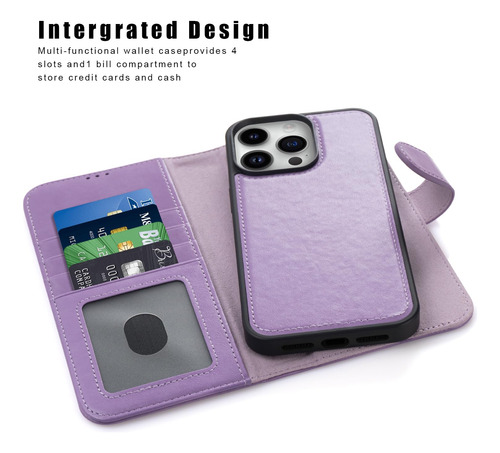 Funda Para iPhone 15 Pro Max Cartera Desmontable En Lavanda