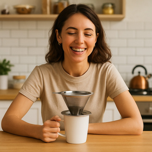 Coador De Café Mini Filtro Reutilizável Inox Chá Sem Papel