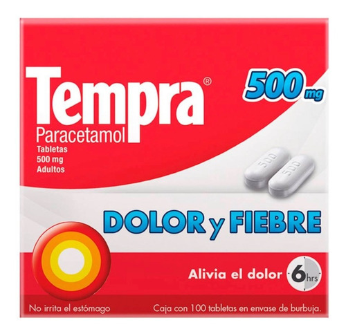 Tempra Dolor Y Fiebre De 500 Mg Con 100 Tabletas