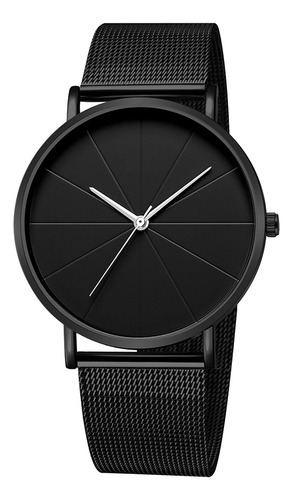 Relojes Para Hombre Moda Simple Minimalista Impermeable Relo Color de la correa Negro Color del bisel Negro Color del fondo Negro