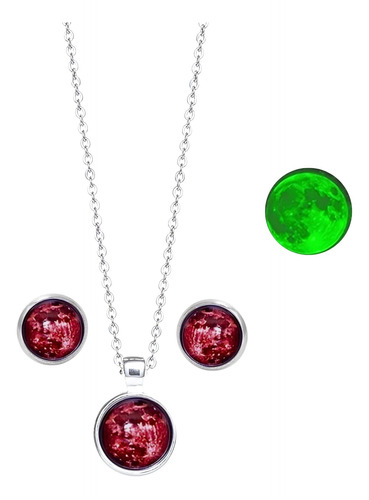 Set De Joyería Para Mujer Collar Luna Brilla En La Oscuridad