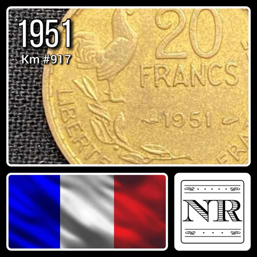 Francia - 20 Centimes - Año 1951 - Km #917 - Gallo