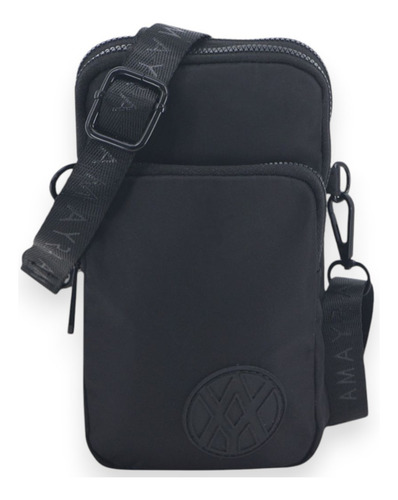 Bandolera Cartera De Salir Porta Celular Morral Mujer Amayra Negro 11x20x6