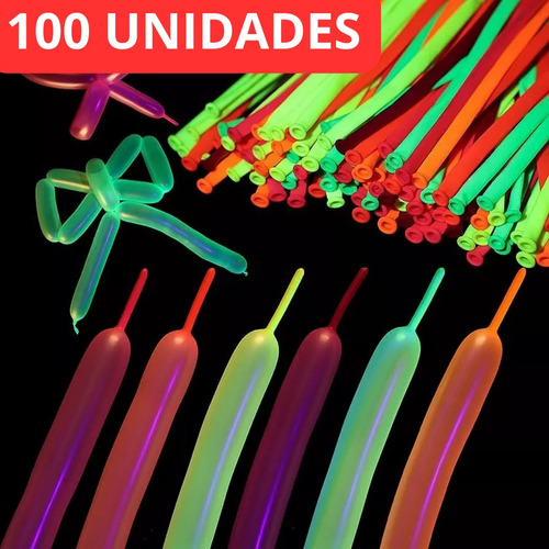 Globos Neon Figura Tripa Glow Hora Loca 100pcs