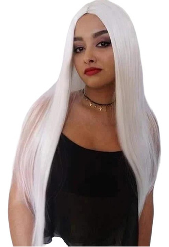 Peruca, Wig, Branca, Platinada, Cosplay, Lisa, 75cm, Futura