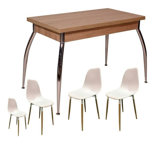 Juego Comedor Madera Extensible Cuadrada 4 Sillas Eames