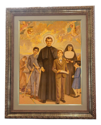 Quadro São João Bosco, Mod. 03, Tam. 53x43cm. Angelus Dourado