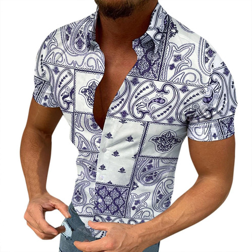 Camisa Lino Algodon Para Hombre Boton Laplaya