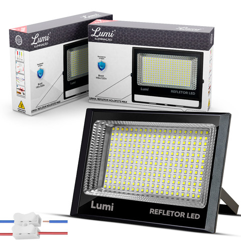 Kit 2 Refletor Led Holofote 400w Smd Mini Ip67 127/220V Branco Frio