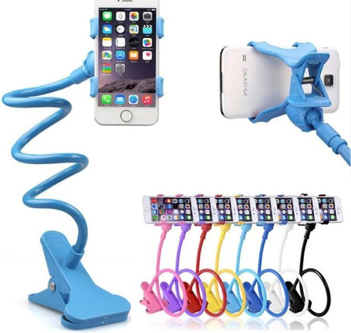 Pack Con 5 Soportes Flexibles Pinza Para Celular Colores