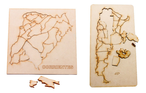 Kit Puzzle Rompecabeza Mdf Mapas Corrientes + Argentina 29cm