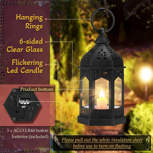 12 Pz Mini Linternas Con Vela Led Parpadeante, Vela Colgante