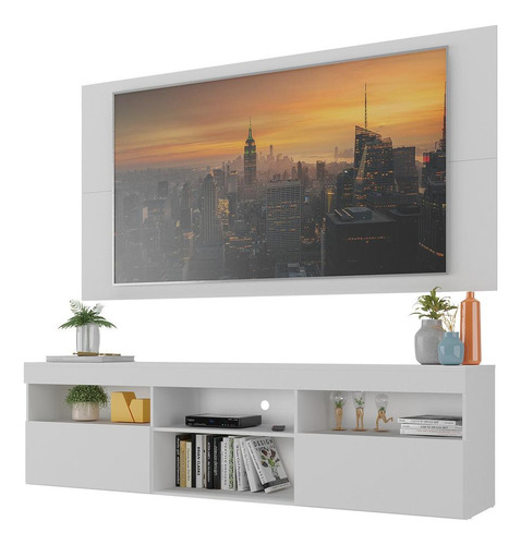 Rack Com Painel Para Tv Até 65  Flórida Multimóveis Cor Branco