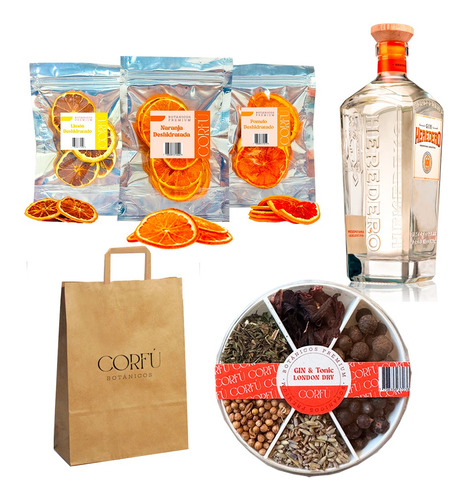 Combo Regalo Gin Heredero + Botánicos Corfú X6 + Cítricos