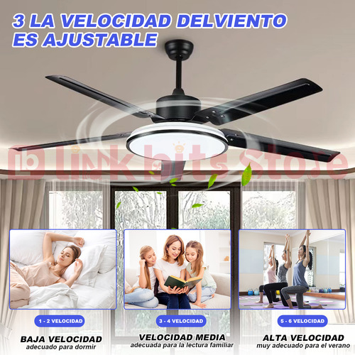 Abanico De Techo Modernos Megaluz Con Control Luz 6vel 1.067 M 60hz Negro Negro Hierro 5