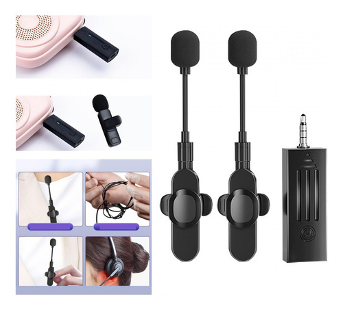 Lavalier Lapel Mic Micrófono De Solapa Inalámbrico 2 En 1