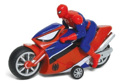 Spiderman Motocicleta A Fricción - Marvel Color Rojo Y Azul Personaje Hombre Araña