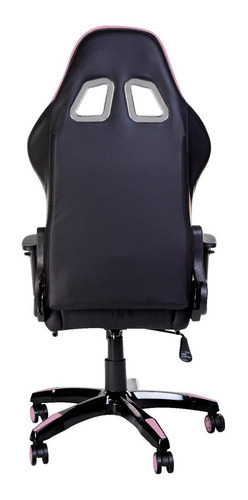 Imagen 5 de 5 de Silla de escritorio Nibio Destroyer gamer ergonómica negra y rosa con tapizado de cuero sintético