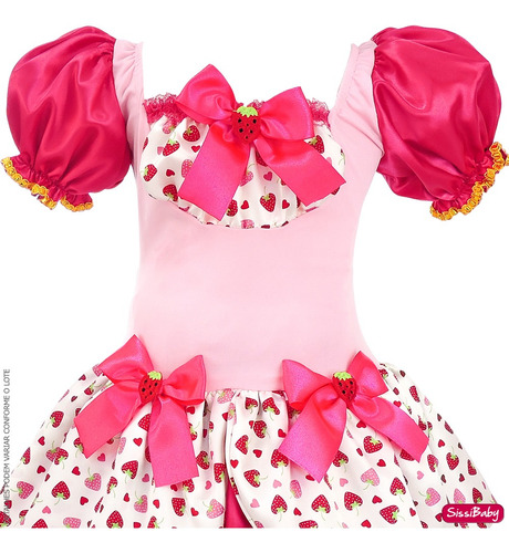 Fantasia Infantil Moranguinho Rosa Apaixonado Festa