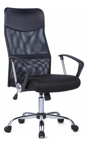 Silla De Oficina Ergonomica Presidencial Marca Silleti Giratoria Reclinable New York Sistema Basculante En Tela Mesh Color Negro