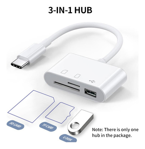 Adaptador 3 En 1 Tipo C Hub Tipo-c A Usb2.0 + Sd+tf Para