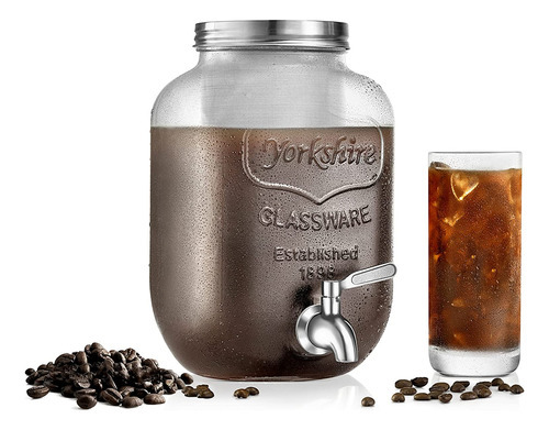 Cafetera para Cold Brew Café Frío de 3.8L NutriChef NCCOFF87 Frasco de Vidrio con Grifo de Acero Inoxidable y Filtro Reutilizable Antigoteo y Fácil de Limpiar