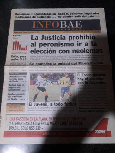 Tapa Diario Infobae 24 1 2003 Peronismo Neolemas 