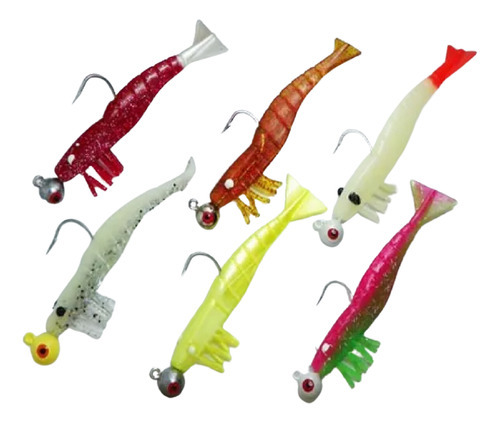 Isca Artificial Camarão Doa 8 Cm C Jig Head De 10 Gr 3 Unid