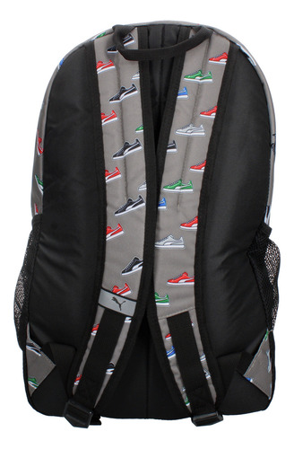 Mochila Puma Academy Con Compartimentos Amplios Color Gris Color Multicolor Diseño De La Tela Rayado