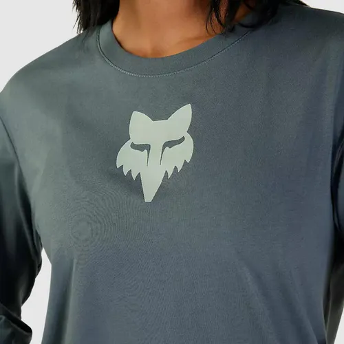 Polera Lifestyle Mujer Fox Head Manga Larga Azul Acero Fox