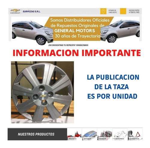 Imagen 2 de 8 de Taza Rueda Chapa Chevrolet Agile 2010/ R15 8 Rayos Original