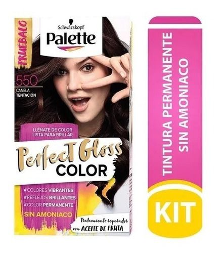 Tinte Schwarzkopf Professional Palette Perfect Gloss Color Tinte Palette Perfect Gloss Color tono 550 canela tentación para cabello x 50mL