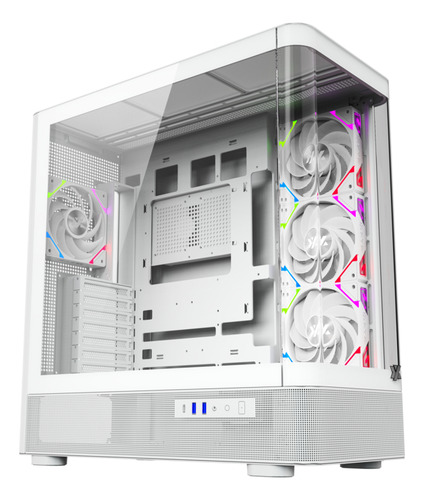 Gabinete Xyz Quantum White Panoramic 4 Fans Controller Curved 2d Glass Usb C