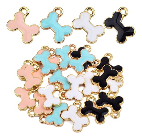 20 Dijes Perro Esmaltado 4 Colores Aleacion Encantadores Col