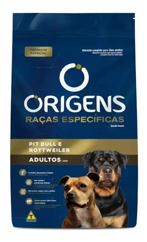 Ração Origens Especificas Pit Bull E Rottweiler Adultos 15kg