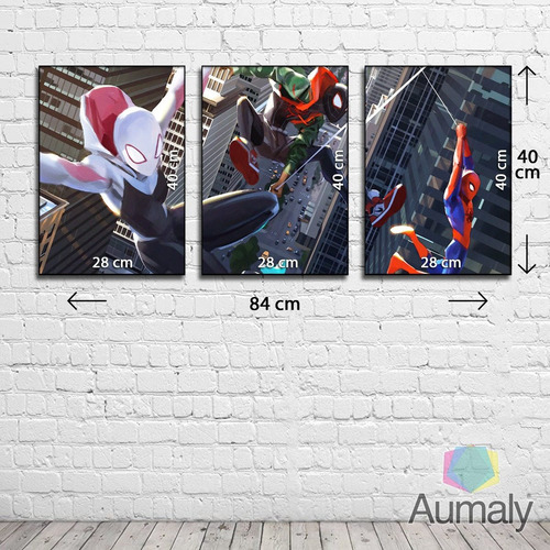 Imagen 2 de 6 de Cuadro Decorativo Marvel Spiderman Peter Parker Set 3 Piezas